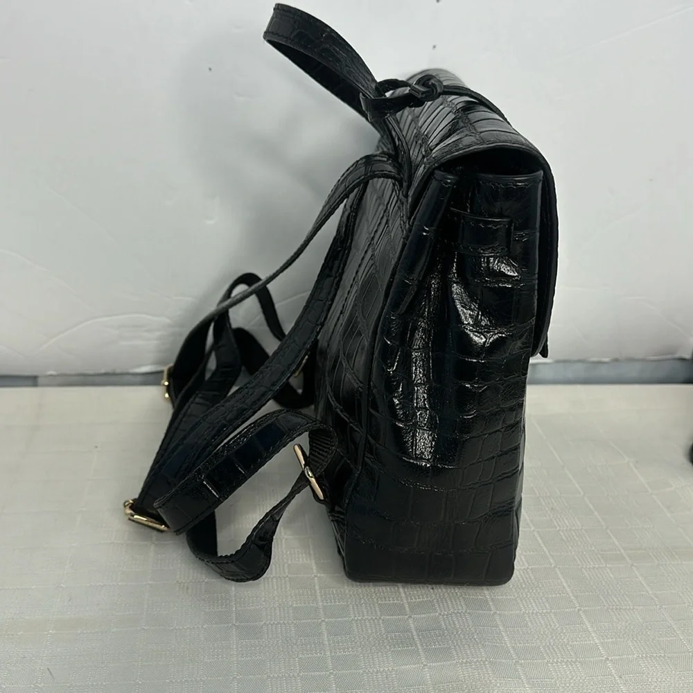 Ashwood Cheltenham Croc Collection mini backpack in black